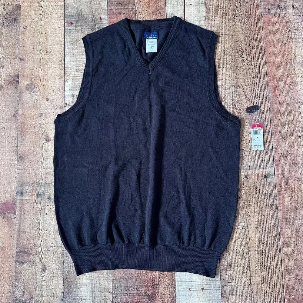 Basic Editions Black v-neck sweater vest men's M